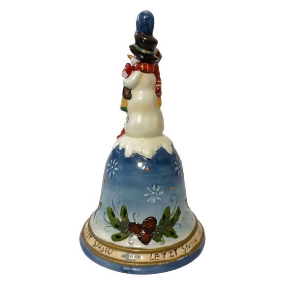 Let It Snow Snowman Bell Dinner Cottagecore Christmas Winter Holiday Decoration. - Picture 12 of 16